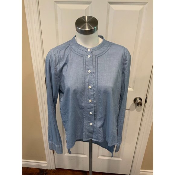 Veronica Beard Blue Button Up High-Low Long Sleeve Shirt, Size 8 - Picture 1 of 6